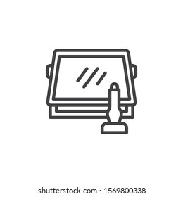 Graphic tablet and pen line icon. linear style sign for mobile concept and web design. Digital Drawing Board outline vector icon. Symbol, logo illustration. Vector graphics