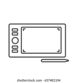 Graphic tablet and pen line icon , vector