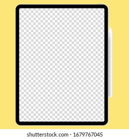 graphic tablet with pen realistic mockup vector illustration