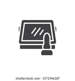Graphic tablet and pen vector icon. filled flat sign for mobile concept and web design. Digital Drawing Board glyph icon. Symbol, logo illustration. Vector graphics