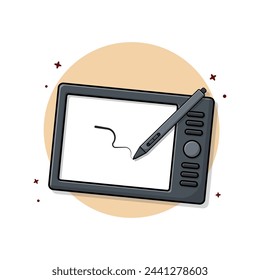 Graphic Tablet and Pen Vector Illustration. Gadgets and Devices Concept Design