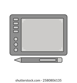 Graphic Tablet with Stylus, A digital drawing tablet with a pen, representing creative design and digital illustration.