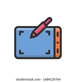 Graphic Tablet Vector filled outline icon style illustration.