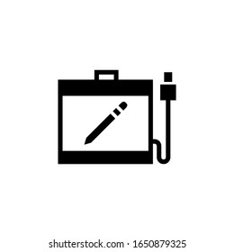 Icono vectorial de tableta gráfica en estilo sólido negro aislado en fondo blanco