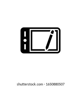 Graphic tablet vector icon in black solid style isolated on white background
