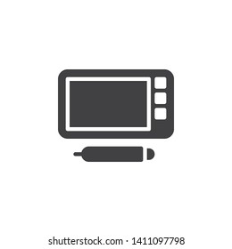 Graphic tablet vector icon. filled flat sign for mobile concept and web design. Pen Drawing tablet digitizer glyph icon. Symbol, logo illustration. Vector graphics