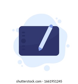 tableta gráfica, icono vectorial en blanco