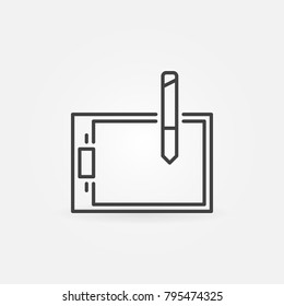 Graphic tablet vector icon or symbol in thin line style