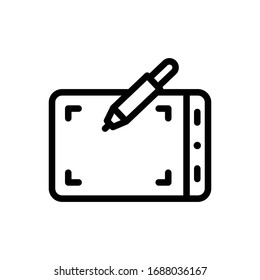 Graphic Tablet vector outline icon. Electronics style illustration.