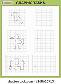 Graphic tasks by cells. Educational games for kids