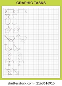 Graphic tasks by cells. Educational games for kids