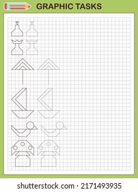 Graphic tasks by cells. Educational games for kids