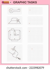 Graphic tasks by cells. Educational games for kids