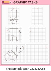 Graphic tasks by cells. Educational games for kids