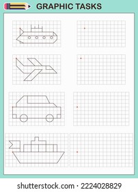 Graphic tasks by cells. Educational games for kids