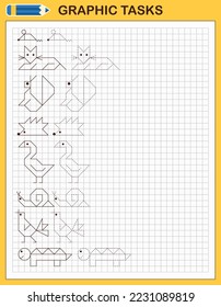 Graphic tasks by cells. Educational games for kids