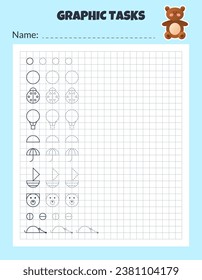 Graphic tasks by cells. Educational game for kids.