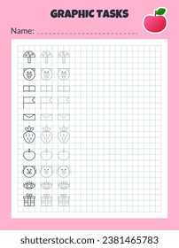 Graphic tasks by cells. Educational game for kids.