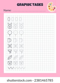 Graphic tasks by cells. Educational game for kids.