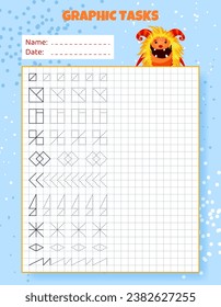 Tareas gráficas por celdas. Juego educativo para los niños.