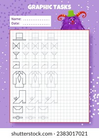 Graphic tasks by cells. Educational game for kids.