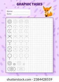 Graphic tasks by cells. Educational game for kids.