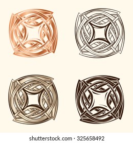 Graphic tattoo element for your design, ancient symbol, interlaced celtic square logo.