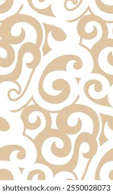 Graphic taupe overall scrolls. Seamless vector repeat. Two colors.