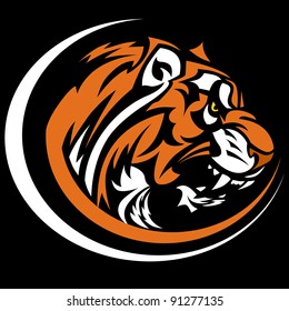 Graphic Team Mascot Vector Image of a Growling Tiger Head