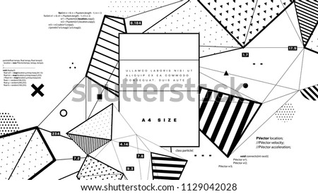 Graphic technology structure with geometric patterns and programming code for abstract cover background. Eps10 vector illustration