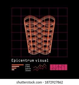 Graphic tee design with digital building visual display. For t-shirt picture, tees and visual art. 