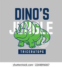 graphic tee design , Dino Jungle with dinosaur drawing as vector for boys