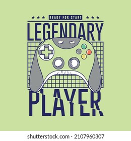 grafisches Tee-Design mit Gamepad-Zeichnung als Vektorgrafik