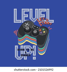 graphic tee design with gamepad drawn as vector