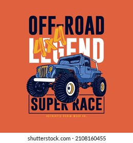 graphic tee design with off-road vehicle drawn as vector