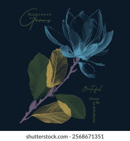 Graphic tee. Flower abstract, Graphic design. print t-shirt fashion, Beautiful Doted flower with slogan text design. doted flowers. girls fashion graphics, kids t shirt prints. vector, card, poster