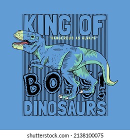 graphic tee print design with dinosaur drawing as vector