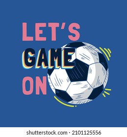 graphic tee print design as vector with football ball drawn