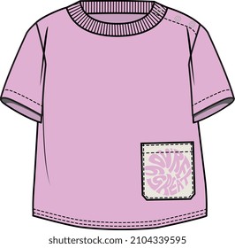 GRAPHIC TEE SHIRTS FOR KIDS WITH POCKET VECTOR