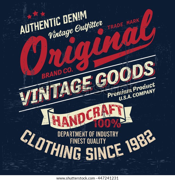 Graphic Tee Vintage Logo Printed Tshirt Stock Vector (Royalty Free ...