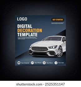 Concepto gráfico del coche de la Plantilla para la decoración