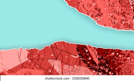 graphic template with decorative design elements made as a torn paper with abstract texture