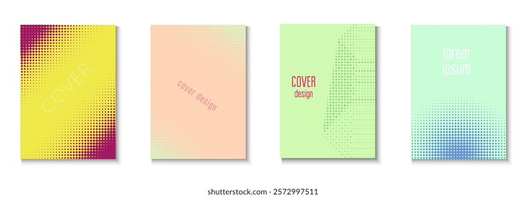 Graphic Template Set. Summer Art In Minimal Design. Linear Shapes In Annual Frame. Party Flyer. Minimalist Line Texture. Geometric Halftone Background. Trendy Graphic Template