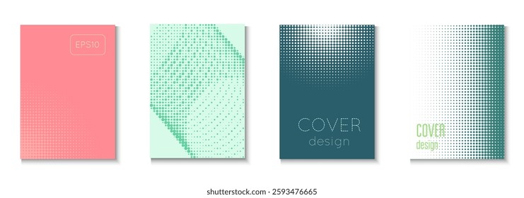 Graphic Template Set. Summer Art In Minimal Design. Futuristic Elements On Flat Page. Dot Flyer. Minimalist Party Pattern. Geometric Wave Cover. Trendy Graphic Template