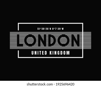 Graphic text illustration, london, united kingdom, perfect for the design of t-shirts, shirts, hoodies, undershirts, etc.