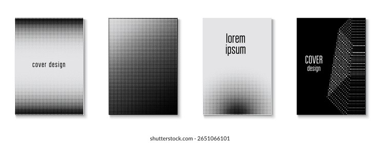 Graphic Texture Set. Dots Pattern. Future Concept In Minimal Layout. Flat Invitation With Geometric Frame. Black Business Template. Brand White And Black  Flyer. White Graphic Texture