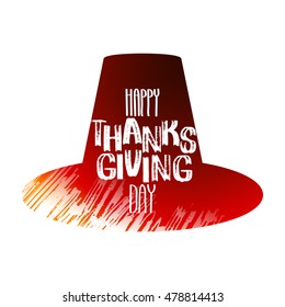 Graphic Thanksgiving day art. Vector piligrim hat silhouette isolated on white background