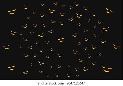 A graphic that imagines many ghosts with eyes and mouth that diffuse into the darkness.