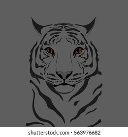 Graphic tiger. Dark gray background.