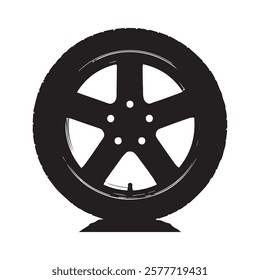 Graphic of a Tire and Rim in a Monochrome Style
